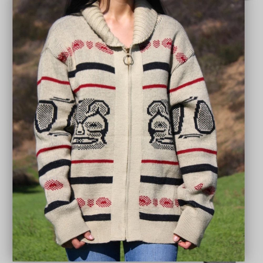 Pendleton Cream Knit Zip Cardigan